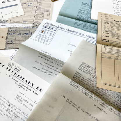 1950s - Vintage Ephemera Lot – French Letters, Invoices & Legal Documents from Notary Archive