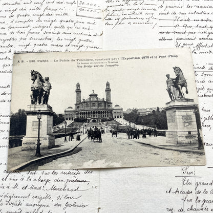 1910s - Historic Paris Postcard – Trocadéro Palace – Pont d'Iéna – Equestrian Statues – 1878 Exposition
