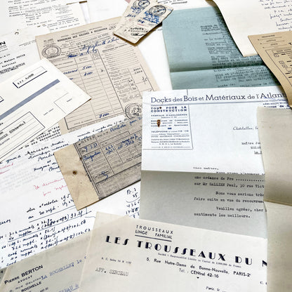 1950s - Vintage Ephemera Lot – French Letters, Invoices & Legal Documents from Notary Archive