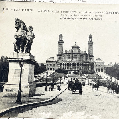 1910s - Historic Paris Postcard – Trocadéro Palace – Pont d'Iéna – Equestrian Statues – 1878 Exposition