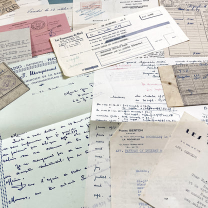 1950s - Vintage Ephemera Lot – French Letters, Invoices & Legal Documents from Notary Archive