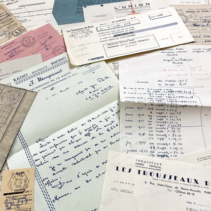 1950s - Vintage Ephemera Lot – French Letters, Invoices & Legal Documents from Notary Archive