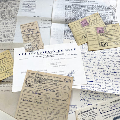 1950s - Vintage Ephemera Lot – French Letters, Invoices & Legal Documents from Notary Archive