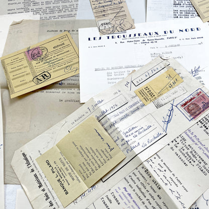 1950s - Vintage Ephemera Lot – French Letters, Invoices & Legal Documents from Notary Archive