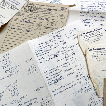 1950s - Vintage Ephemera Lot – French Letters, Invoices & Legal Documents from Notary Archive