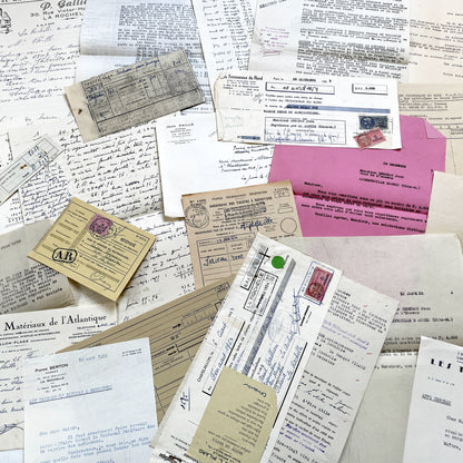 1950s - Vintage Ephemera Lot – French Letters, Invoices & Legal Documents from Notary Archive