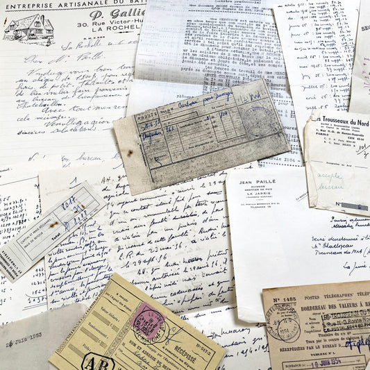 1950s - Vintage Ephemera Lot – French Letters, Invoices & Legal Documents from Notary Archive
