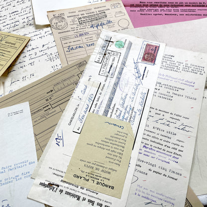 1950s - Vintage Ephemera Lot – French Letters, Invoices & Legal Documents from Notary Archive