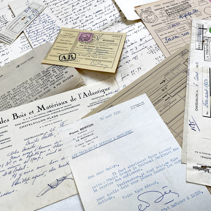 1950s - Vintage Ephemera Lot – French Letters, Invoices & Legal Documents from Notary Archive