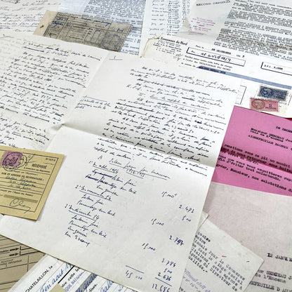 1950s - Vintage Ephemera Lot – French Letters, Invoices & Legal Documents from Notary Archive