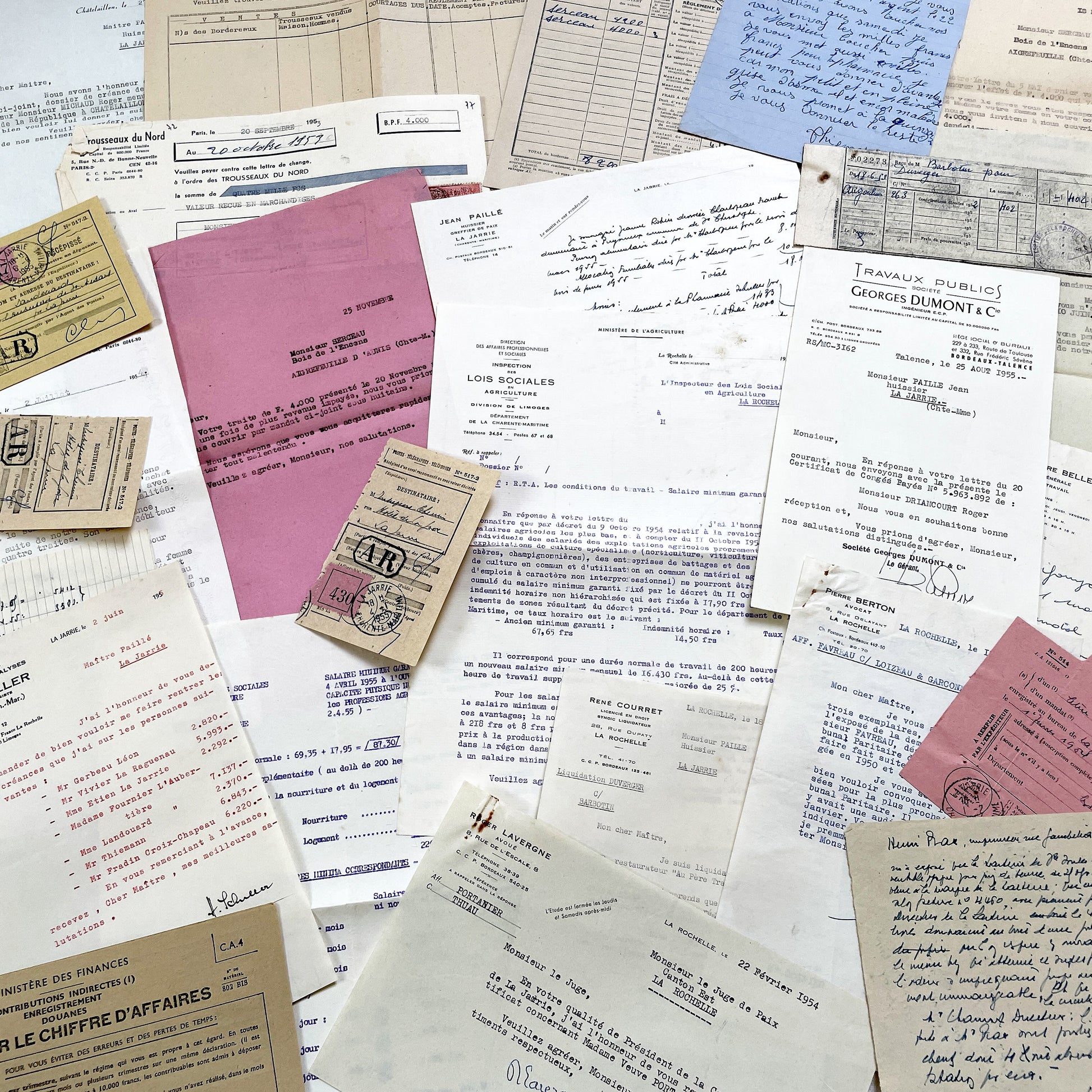 1950s - Vintage Ephemera Lot – French Letters, Invoices & Legal Documents from Notary Archive