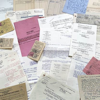 1950s - Vintage Ephemera Lot – French Letters, Invoices & Legal Documents from Notary Archive