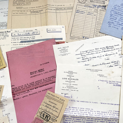 1950s - Vintage Ephemera Lot – French Letters, Invoices & Legal Documents from Notary Archive
