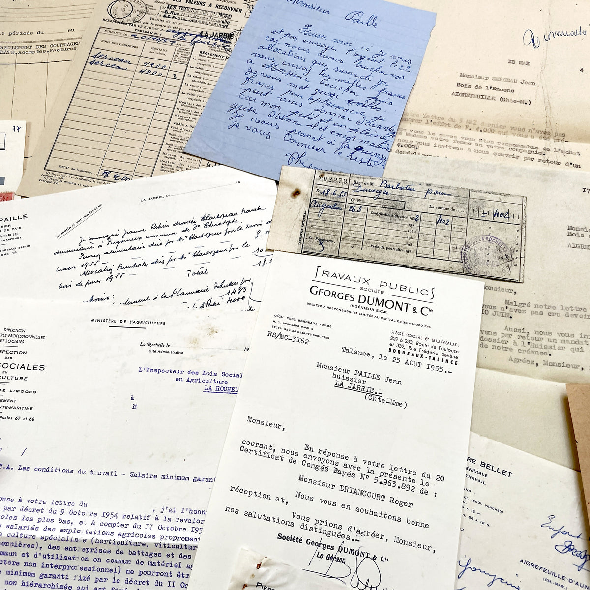 1950s - Vintage Ephemera Lot – French Letters, Invoices & Legal Documents from Notary Archive