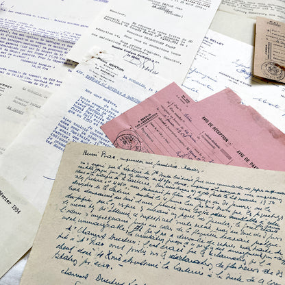 1950s - Vintage Ephemera Lot – French Letters, Invoices & Legal Documents from Notary Archive