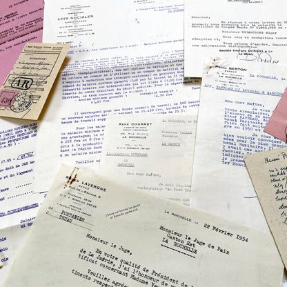 1950s - Vintage Ephemera Lot – French Letters, Invoices & Legal Documents from Notary Archive