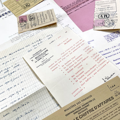 1950s - Vintage Ephemera Lot – French Letters, Invoices & Legal Documents from Notary Archive