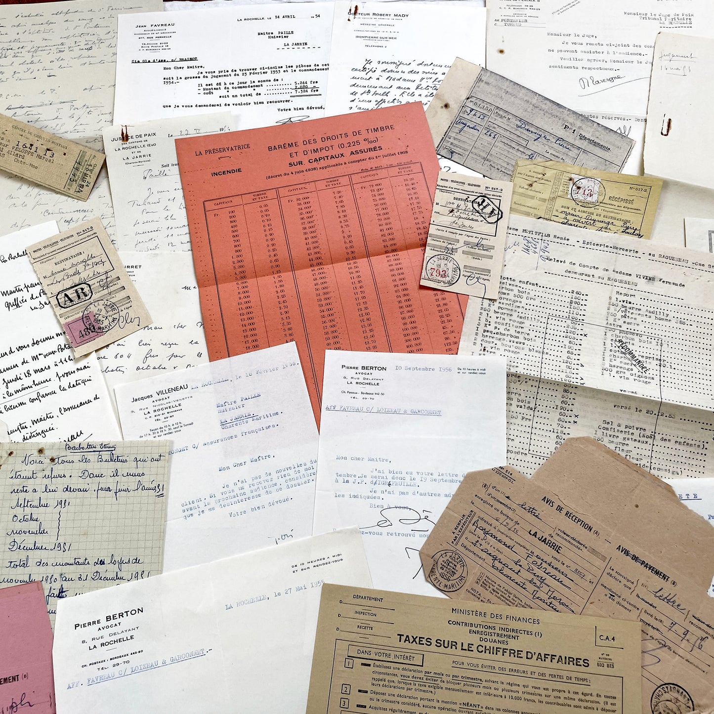1950s - Vintage Ephemera Lot – French Letters, Invoices & Legal Documents from Notary Archive