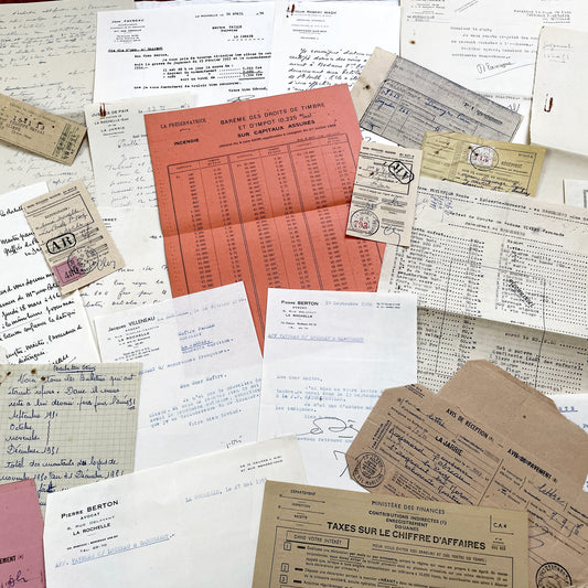 1950s - Vintage Ephemera Lot – French Letters, Invoices & Legal Documents from Notary Archive