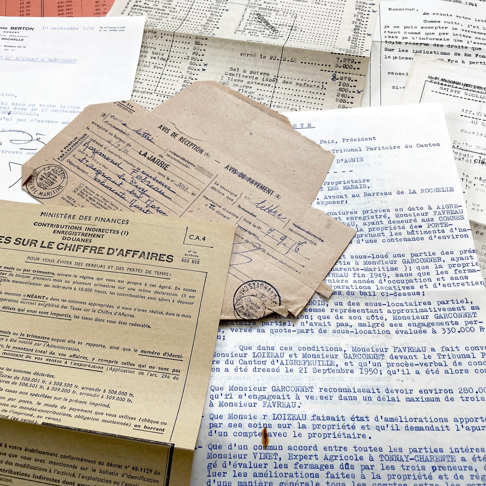 1950s - Vintage Ephemera Lot – French Letters, Invoices & Legal Documents from Notary Archive