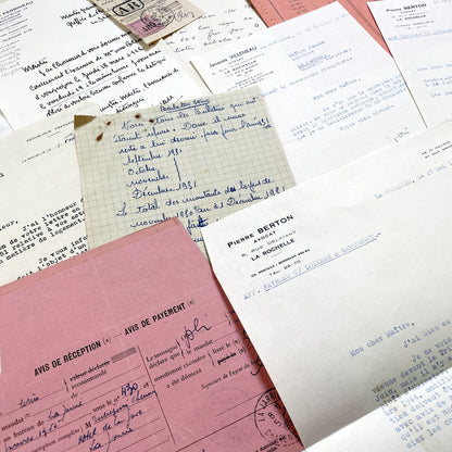 1950s - Vintage Ephemera Lot – French Letters, Invoices & Legal Documents from Notary Archive