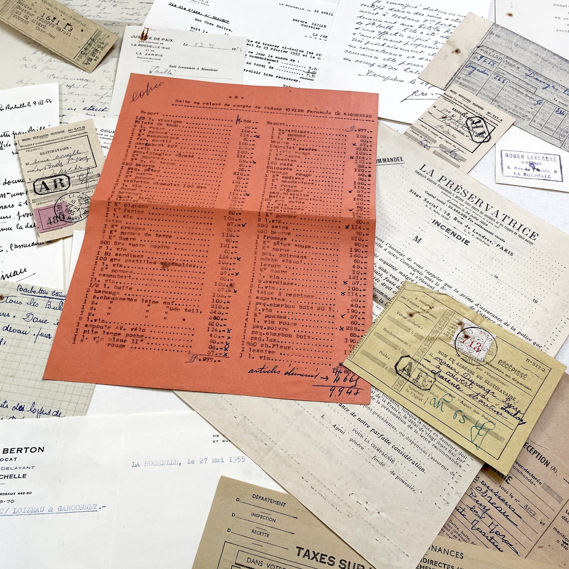 1950s - Vintage Ephemera Lot – French Letters, Invoices & Legal Documents from Notary Archive