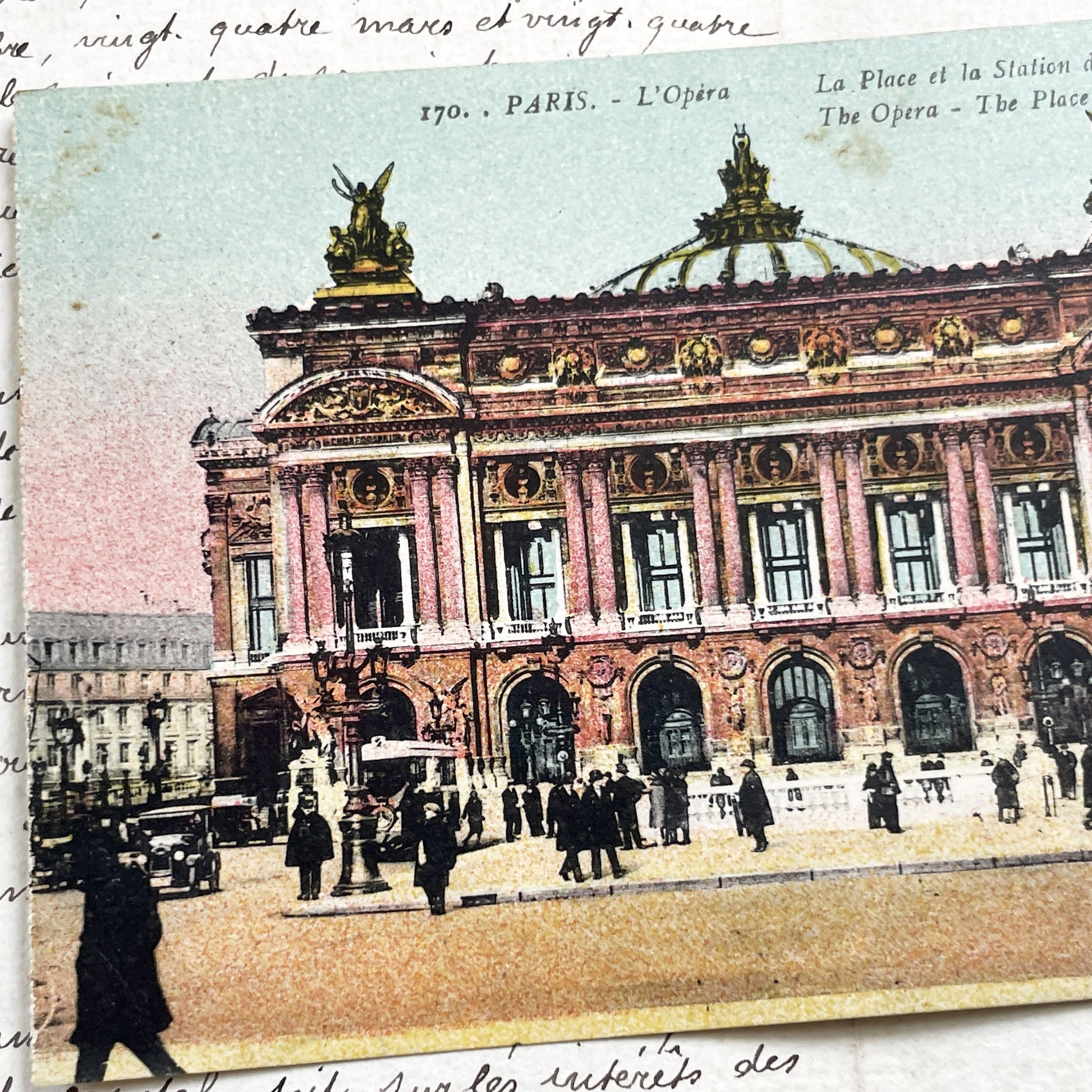 1930s - Vintage Paris Opera House Postcard - Palais Garnier - Metropolitan Station Scene - Parisian Architecture Landmark - Parisian View