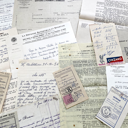 1950s - Vintage Ephemera Lot – French Letters, Invoices & Legal Documents from Notary Archive