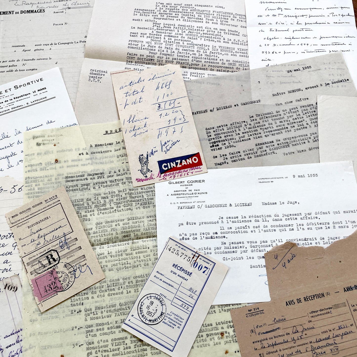 1950s - Vintage Ephemera Lot – French Letters, Invoices & Legal Documents from Notary Archive