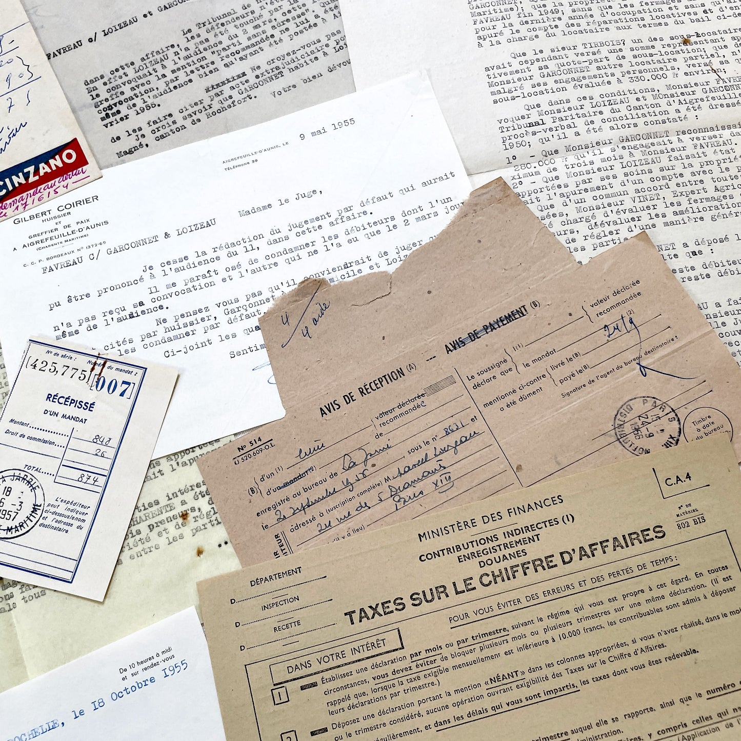 1950s - Vintage Ephemera Lot – French Letters, Invoices & Legal Documents from Notary Archive