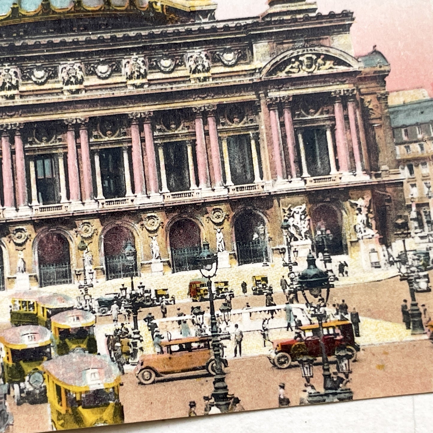 1920s - Vintage Paris Opéra Garnier Postcard - Bustling Edwardian Street Scene - Historic French Architecture - Antique Ephemera Collectible