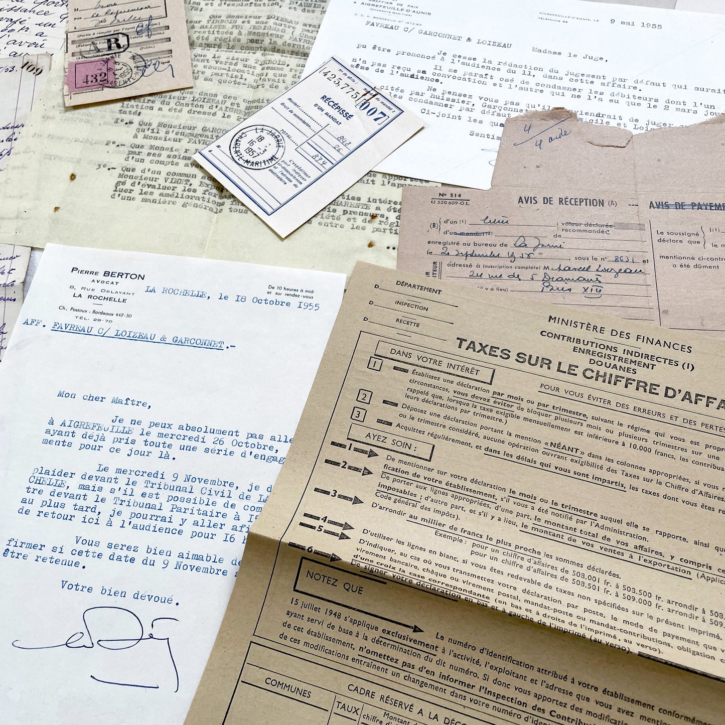 1950s - Vintage Ephemera Lot – French Letters, Invoices & Legal Documents from Notary Archive