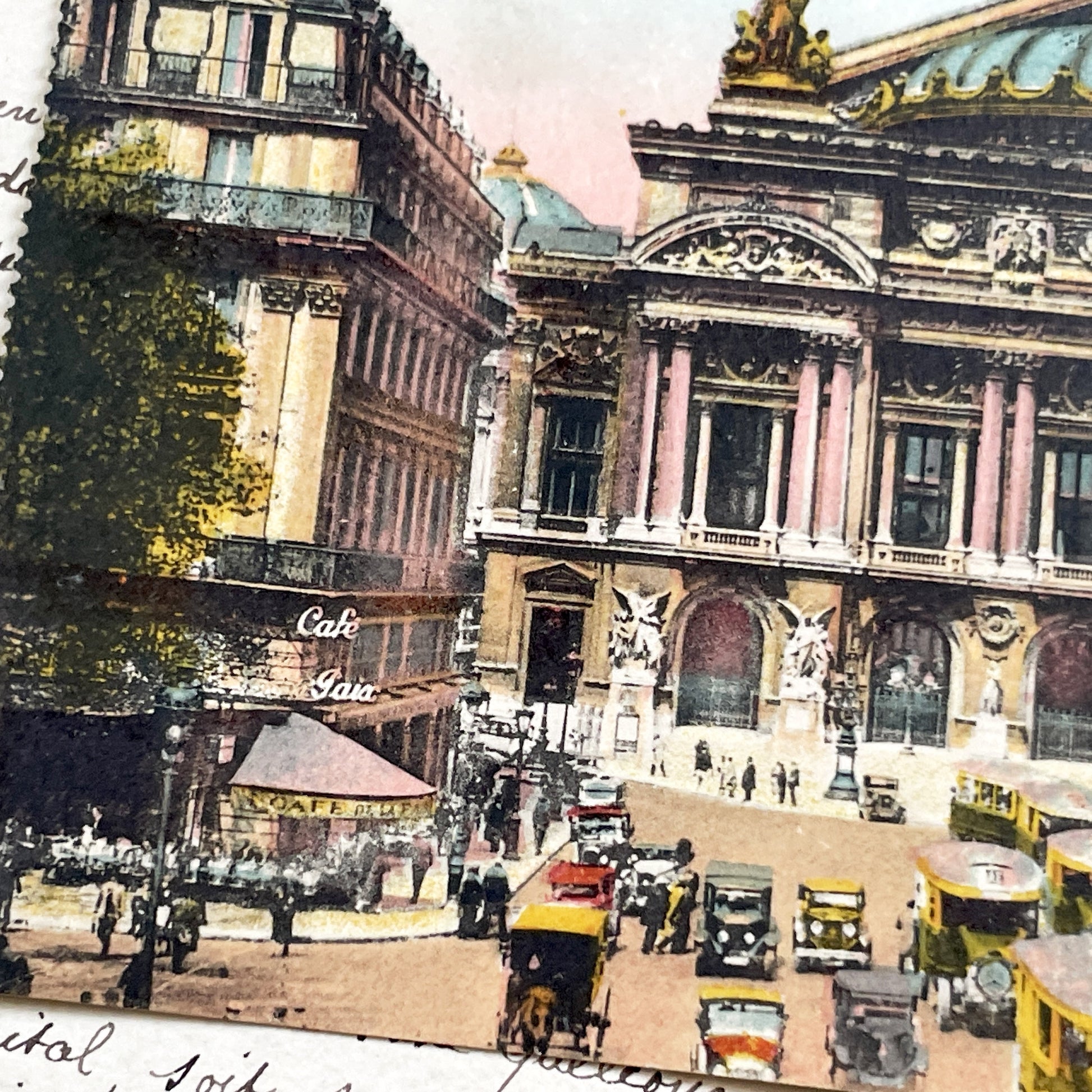 1920s - Vintage Paris Opéra Garnier Postcard - Bustling Edwardian Street Scene - Historic French Architecture - Antique Ephemera Collectible