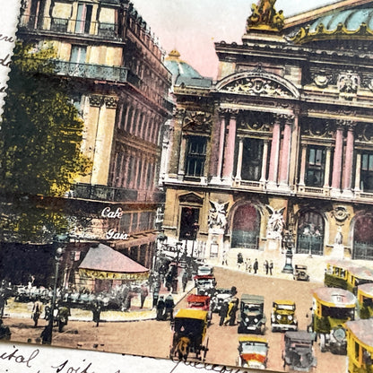 1920s - Vintage Paris Opéra Garnier Postcard - Bustling Edwardian Street Scene - Historic French Architecture - Antique Ephemera Collectible