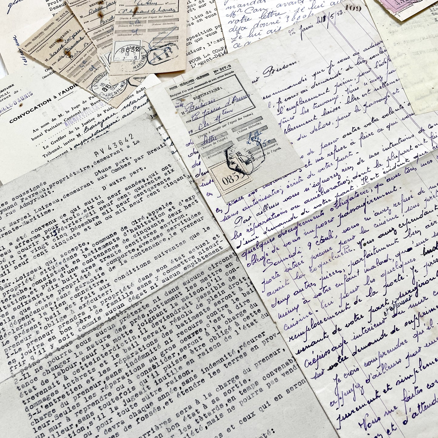 1950s - Vintage Ephemera Lot – French Letters, Invoices & Legal Documents from Notary Archive