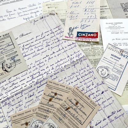 1950s - Vintage Ephemera Lot – French Letters, Invoices & Legal Documents from Notary Archive