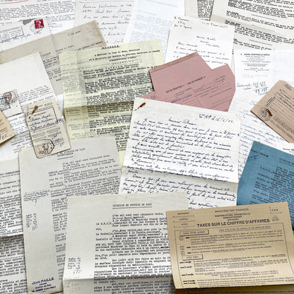 1950s - Vintage Ephemera Lot – French Letters, Invoices & Legal Documents from Notary Archive