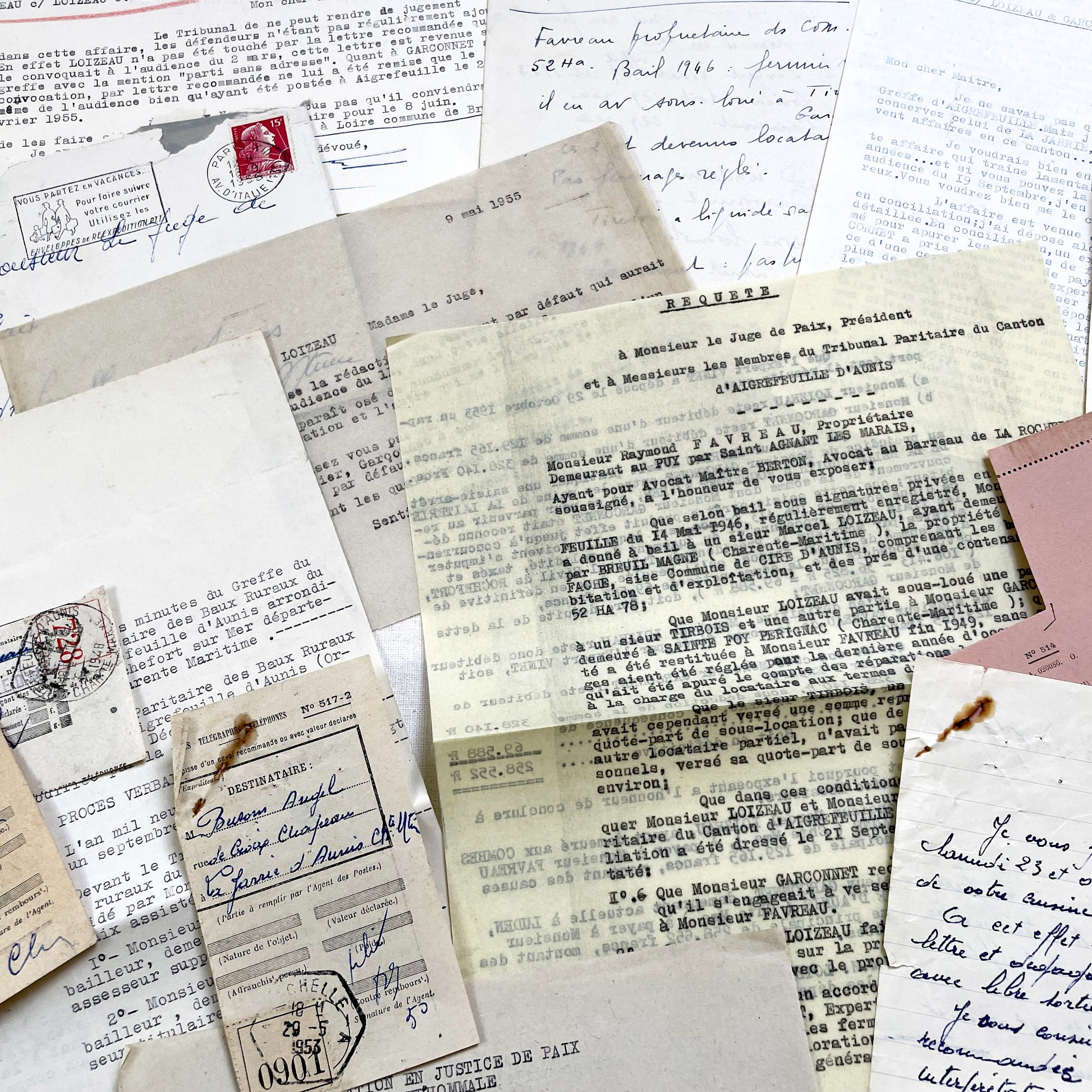 1950s - Vintage Ephemera Lot – French Letters, Invoices & Legal Documents from Notary Archive