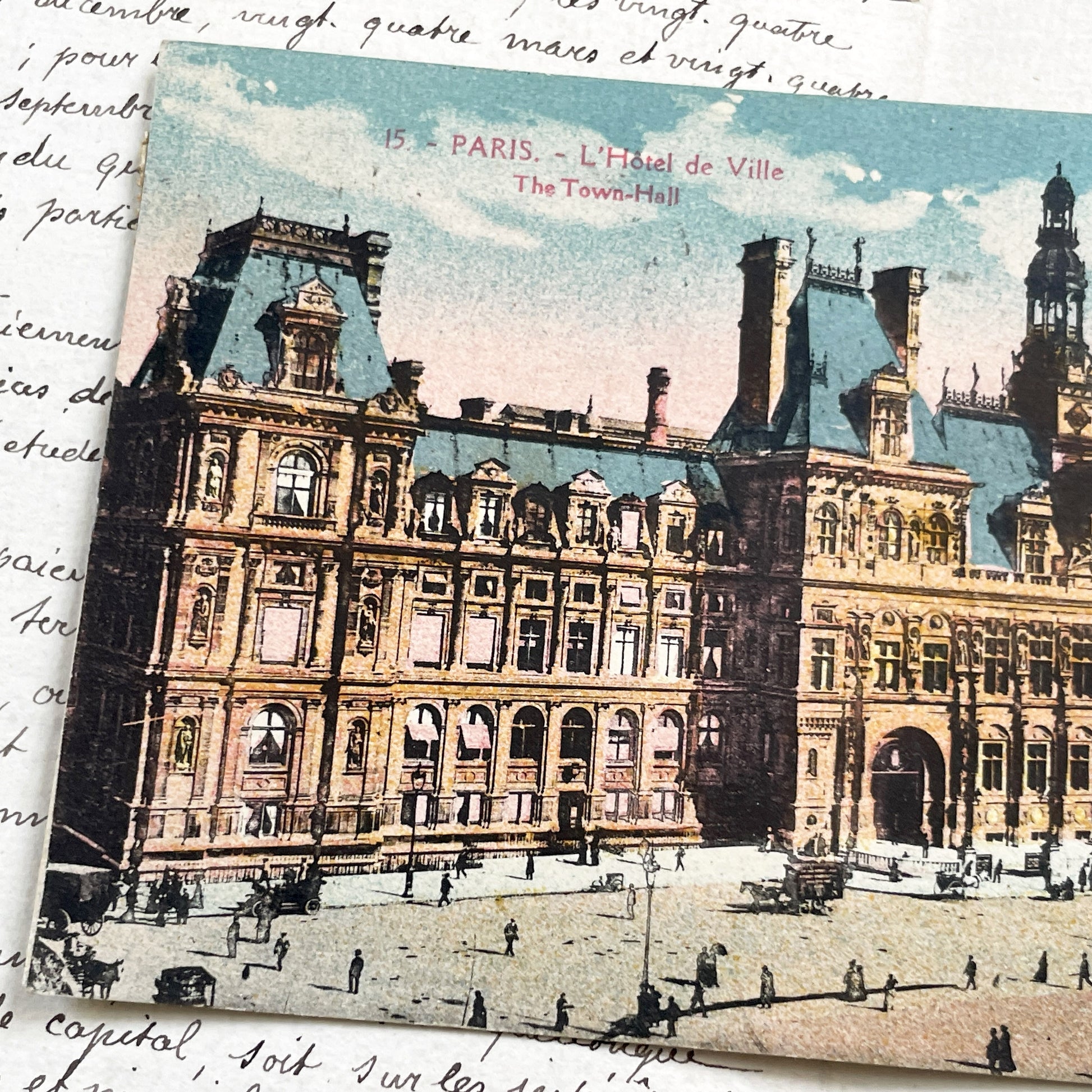 1920s - Vintage Paris Hôtel De Ville Postcard - French City Hall Landmark View - Historic Architectural Print Collectible