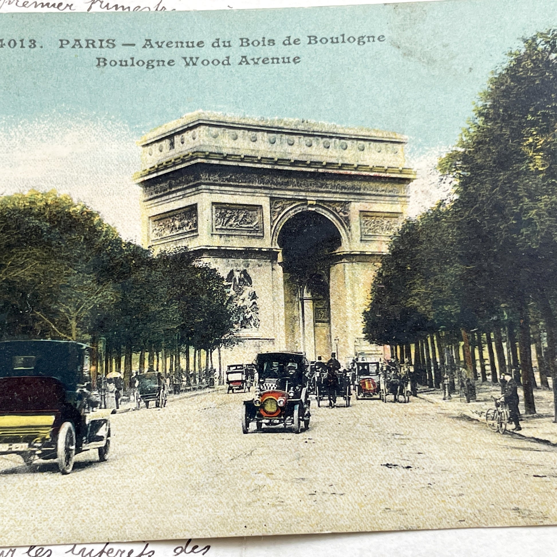 1910s - Paris Arc de Triomphe Postcard - Avenue Du Bois De Boulogne - Vintage French Cityscape Ephemera - Collectible Travel Souvenir