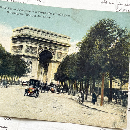 1910s - Paris Arc de Triomphe Postcard - Avenue Du Bois De Boulogne - Vintage French Cityscape Ephemera - Collectible Travel Souvenir