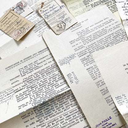 1950s - Vintage Ephemera Lot – French Letters, Invoices & Legal Documents from Notary Archive