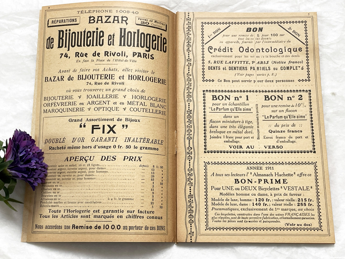 1910s - 42 pages Supplement to the Hachette Almanac – Theatre Ticket Booklet – Paris 1911