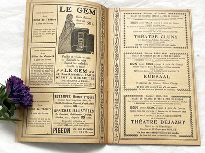 1910s - 42 pages Supplement to the Hachette Almanac – Theatre Ticket Booklet – Paris 1911