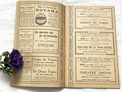 1910s - 42 pages Supplement to the Hachette Almanac – Theatre Ticket Booklet – Paris 1911