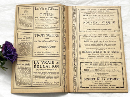 1910s - 42 pages Supplement to the Hachette Almanac – Theatre Ticket Booklet – Paris 1911