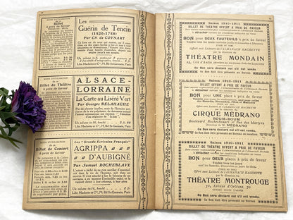 1910s - 42 pages Supplement to the Hachette Almanac – Theatre Ticket Booklet – Paris 1911