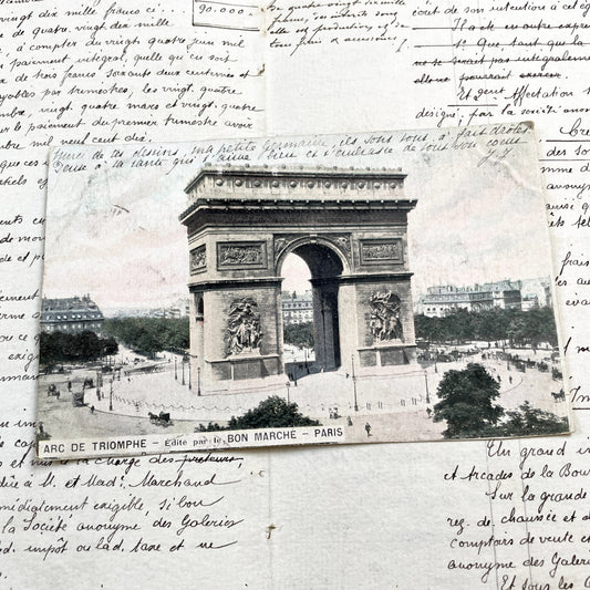 1900s - Historic Paris Arc De Triomphe Postcard - Vintage French Architecture Photography Memorabilia - Original Handwritten Letter Ephemera