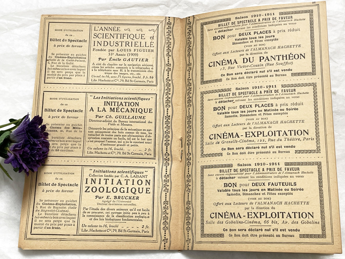 1910s - 42 pages Supplement to the Hachette Almanac – Theatre Ticket Booklet – Paris 1911