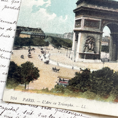 1900s - Vintage Paris Postcard - Arc De Triomphe Landmark - Early 20th Century French Travel Ephemera - Collectible European History